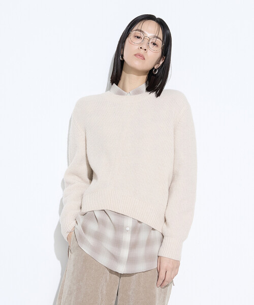 Gabardine K.T（ギャバジンケーティー）の「ウールタムヤーン  マシュマロニット（ニット/セーター・レディース・ブルー/キナリ/ネイビー/グレー・9号）」の2枚目の写真