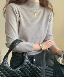 【12色展開】スタンドカラー ロングスリーブニット