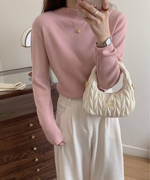 【12色展開】スタンドカラー ロングスリーブニット