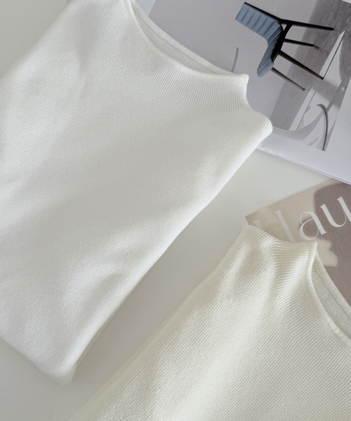 MAISON DE THERESE（メゾン ド テレーズ）の「【12色展開】スタンドカラー ロングスリーブニット（ニット/セーター・レディース・ブラック/アイボリー/グレー/ベージュ/ホワイト/ブラウン/ライトイエロー/パープル/ピンク/レッド/グリーン/ブルー・S/M/L）」の14枚目の写真