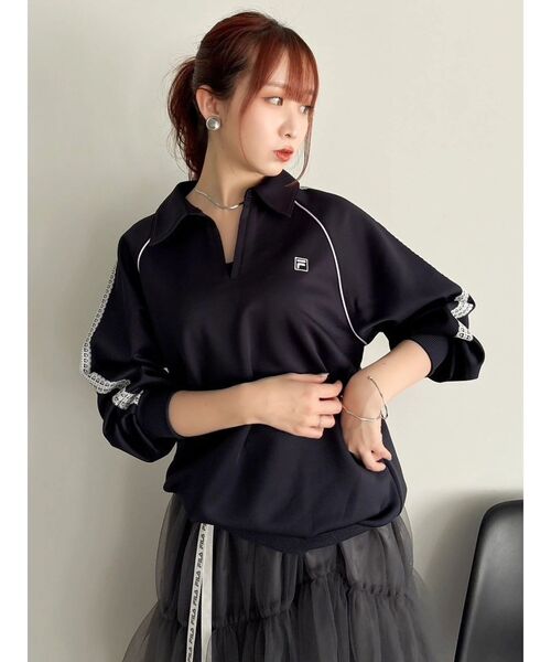 dazzlin（ダズリン）の「【FILA別注】シャツカラーカットプルオーバー（Tシャツ/カットソー・レディース・オフホワイト/ネイビー/ブラウン・FREE）」の3枚目の写真