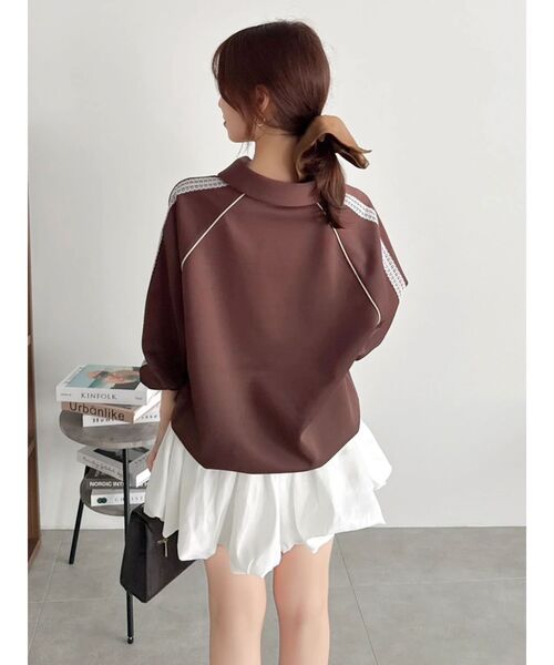 dazzlin（ダズリン）の「【FILA別注】シャツカラーカットプルオーバー（Tシャツ/カットソー・レディース・オフホワイト/ネイビー/ブラウン・FREE）」の7枚目の写真