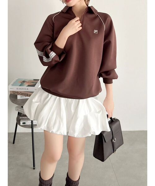 dazzlin（ダズリン）の「【FILA別注】シャツカラーカットプルオーバー（Tシャツ/カットソー・レディース・オフホワイト/ネイビー/ブラウン・FREE）」の8枚目の写真