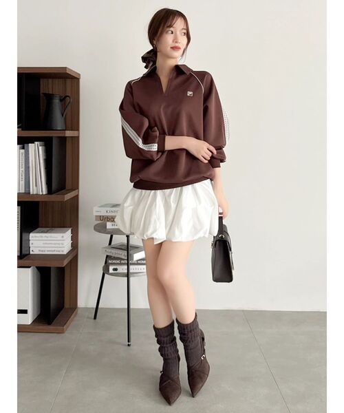 dazzlin（ダズリン）の「【FILA別注】シャツカラーカットプルオーバー（Tシャツ/カットソー・レディース・オフホワイト/ネイビー/ブラウン・FREE）」の9枚目の写真