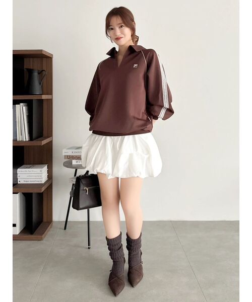 dazzlin（ダズリン）の「【FILA別注】シャツカラーカットプルオーバー（Tシャツ/カットソー・レディース・オフホワイト/ネイビー/ブラウン・FREE）」の10枚目の写真