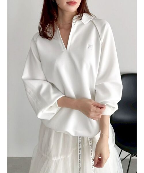 dazzlin（ダズリン）の「【FILA別注】シャツカラーカットプルオーバー（Tシャツ/カットソー・レディース・オフホワイト/ネイビー/ブラウン・FREE）」の20枚目の写真