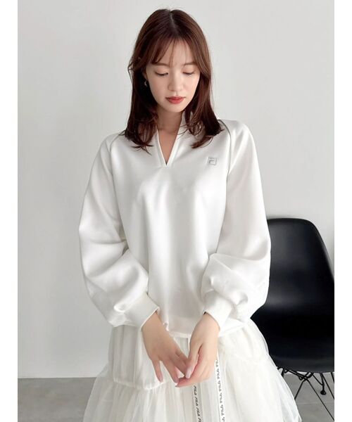 dazzlin（ダズリン）の「【FILA別注】シャツカラーカットプルオーバー（Tシャツ/カットソー・レディース・オフホワイト/ネイビー/ブラウン・FREE）」の21枚目の写真