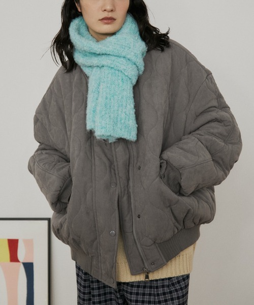MERLOT（メルロー）の「ドライタッチ中綿キルティングバルーンブルゾン（ブルゾン・レディース・ベージュ/グレー・FREE）」の4枚目の写真