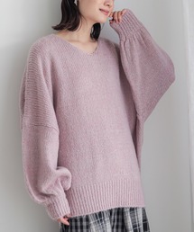 モヘヤタッチドロップショルダーニット