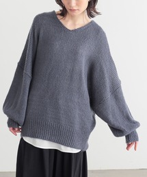 モヘヤタッチドロップショルダーニット
