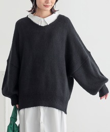 モヘヤタッチドロップショルダーニット