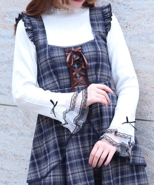 axes femme(アクシーズファム)の「リボン×チュールレースニット(ニット/セーター・レディース・ホワイト/ブラック/ラベンダー/ピンク・FREE)」の1枚目の写真