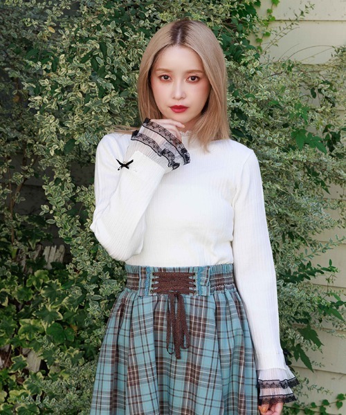 axes femme(アクシーズファム)の「リボン×チュールレースニット(ニット/セーター・レディース・ホワイト/ブラック/ラベンダー/ピンク・FREE)」の7枚目の写真