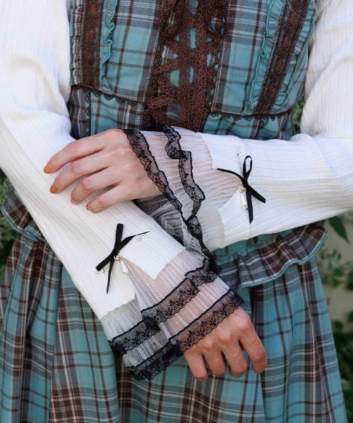 axes femme(アクシーズファム)の「リボン×チュールレースニット(ニット/セーター・レディース・ホワイト/ブラック/ラベンダー/ピンク・FREE)」の8枚目の写真