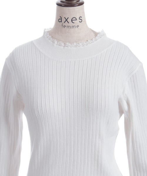 axes femme(アクシーズファム)の「リボン×チュールレースニット(ニット/セーター・レディース・ホワイト/ブラック/ラベンダー/ピンク・FREE)」の12枚目の写真