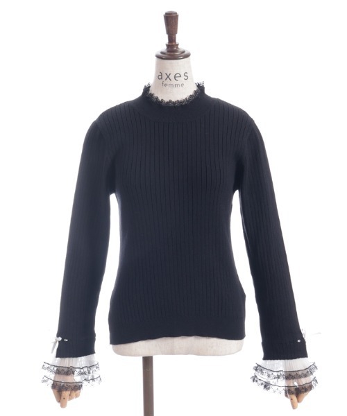 axes femme(アクシーズファム)の「リボン×チュールレースニット(ニット/セーター・レディース・ホワイト/ブラック/ラベンダー/ピンク・FREE)」の16枚目の写真