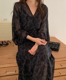 セットアップ（ブラック/黒色系・花柄・ボタニカル柄）ファッション