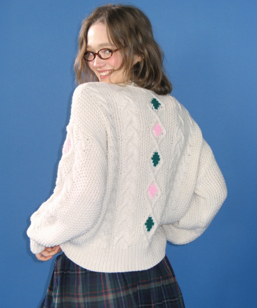 RONRON（ロンロン）の「BERRY HANDMADE POINT FISHERMAN TOGGLE CARDIGAN IVORY（カーディガン/ボレロ・レディース・その他・FREE）」の4枚目の写真