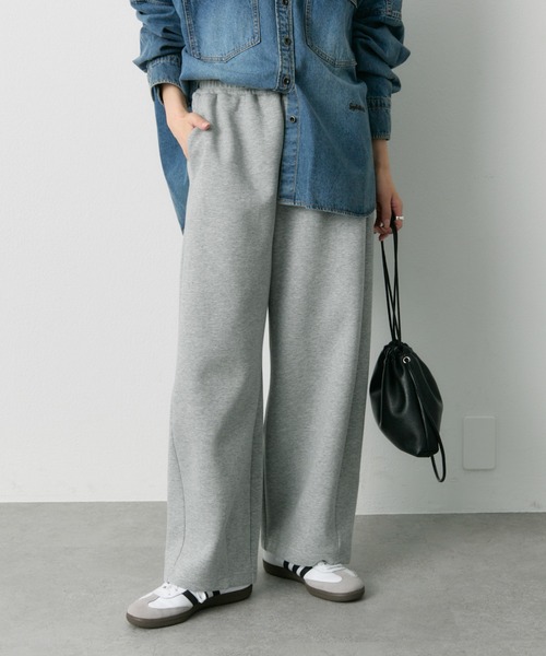 PUAL CE CIN(ピュアルセシン)の「スムースボンディングスウェットパンツ(スウェットパンツ・レディース・グレー/チャコールグレー・FREE)」の1枚目の写真