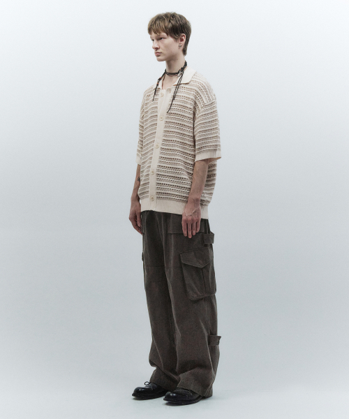 INSILENCE(インサイロンス)の「ショートスリーブカラーカーディガン ASH BEIGE(カーディガン/ボレロ・レディース・その他・MEDIUM/LARGE/SMALL)」の3枚目の写真