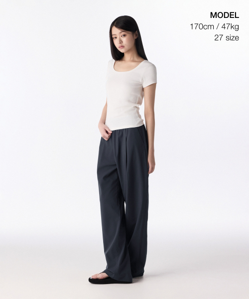 MUSINSA STANDARD WOMAN（ムシンサスタンダードウーマン）の「クールタンダード レディース ワンタックワイドバンディングスラックス [アイアングレー]（スラックス・レディース・その他・34/32/30/31/24/25/26/27/28/29）」の6枚目の写真