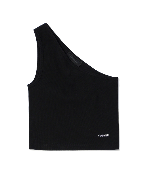 YOUHEE(ユヒ)の「ONE SHOULDER LOGO SLEEVELESS BLACK(Tシャツ/カットソー・レディース・その他・FREE)」の6枚目の写真