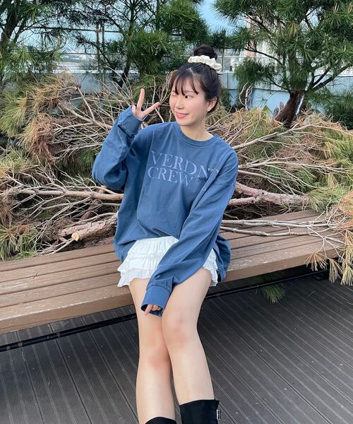 Verdnt（バーダント）の「キャンパスピグメントブロックコア長袖Tシャツ[ブルー]（Tシャツ/カットソー・レディース・ブルー・SMALL/MEDIUM/LARGE）」の13枚目の写真