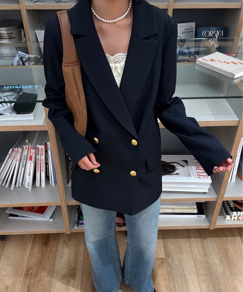 FREE'S MART（フリーズマート）の「◇【お気に入り7000人突破！】ダブルブレストジャケット（テーラードジャケット・レディース・ネイビー/ブラウン系その他/ベージュ系その他・SMALL/MEDIUM）」の5枚目の写真