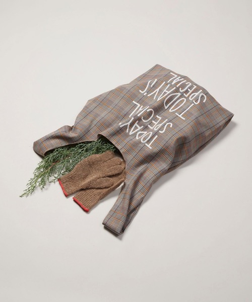 TODAY'S SPECIAL（トゥデイズスペシャル）の「【TODAY'S SPECIAL】CHECK MARCHE BAG M /618992（エコバッグ/サブバッグ・レディース・グレー/ブラウン・FREE）」の2枚目の写真
