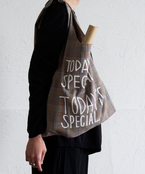 TODAY'S SPECIAL（トゥデイズスペシャル）の「【TODAY'S SPECIAL】CHECK MARCHE BAG M /618992（エコバッグ/サブバッグ・レディース・グレー/ブラウン・FREE）」の5枚目の写真