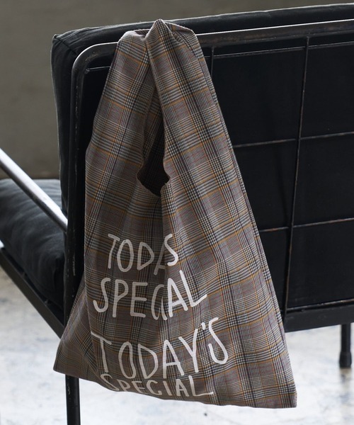 TODAY'S SPECIAL（トゥデイズスペシャル）の「【TODAY'S SPECIAL】CHECK MARCHE BAG M /618992（エコバッグ/サブバッグ・レディース・グレー/ブラウン・FREE）」の7枚目の写真
