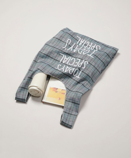 TODAY'S SPECIAL（トゥデイズスペシャル）の「【TODAY'S SPECIAL】CHECK MARCHE BAG M /618992（エコバッグ/サブバッグ・レディース・グレー/ブラウン・FREE）」の8枚目の写真