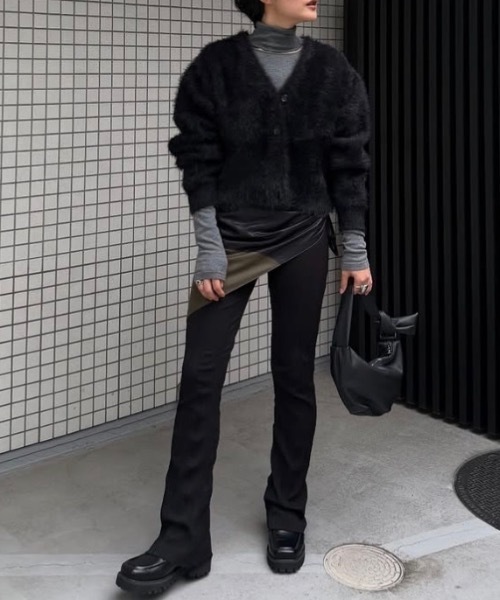 STYLEMIXER(スタイルミキサー)の「2WAYウォッシャブルハイネックオープンニット(ニット/セーター・レディース・ブラック/グレー/ホワイト/ライトカーキ・FREE)」の4枚目の写真