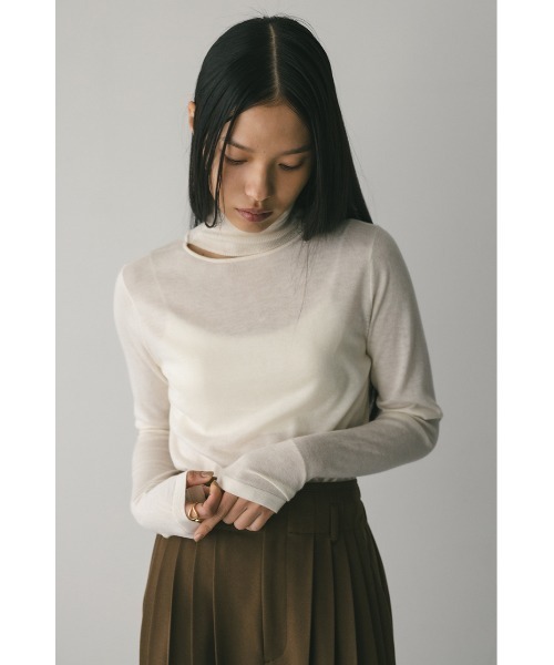 STYLEMIXER(スタイルミキサー)の「2WAYウォッシャブルハイネックオープンニット(ニット/セーター・レディース・ブラック/グレー/ホワイト/ライトカーキ・FREE)」の10枚目の写真
