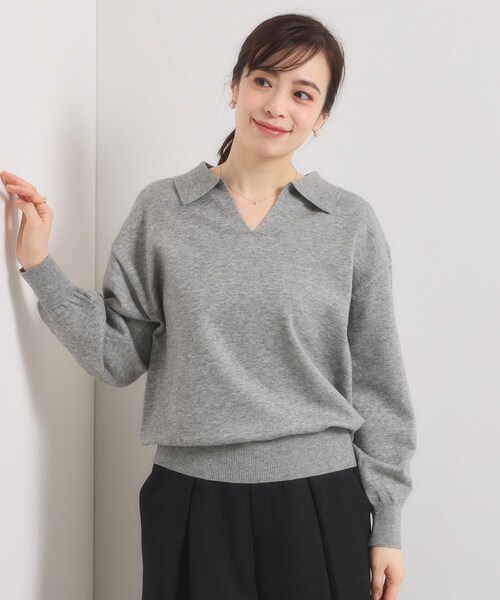 ITS'DEMO（イッツデモ）の「【手洗い可】襟付きニット（ニット/セーター・レディース・グレー/ブラック/アイボリー・00）」の3枚目の写真