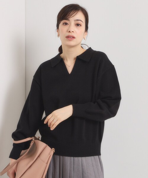 ITS'DEMO（イッツデモ）の「【手洗い可】襟付きニット（ニット/セーター・レディース・グレー/ブラック/アイボリー・00）」の2枚目の写真