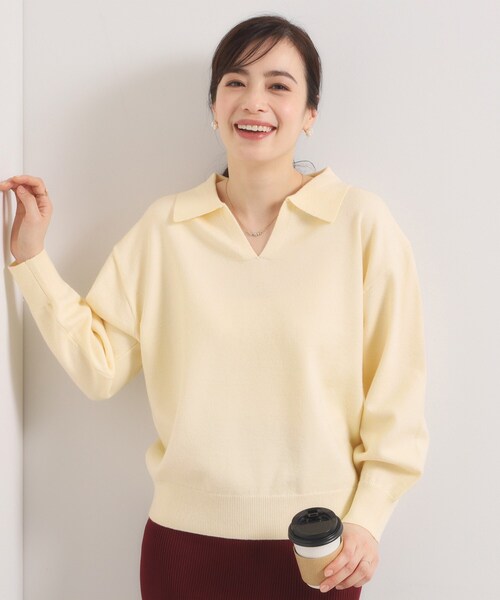 ITS'DEMO（イッツデモ）の「【手洗い可】襟付きニット（ニット/セーター・レディース・グレー/ブラック/アイボリー・00）」の4枚目の写真