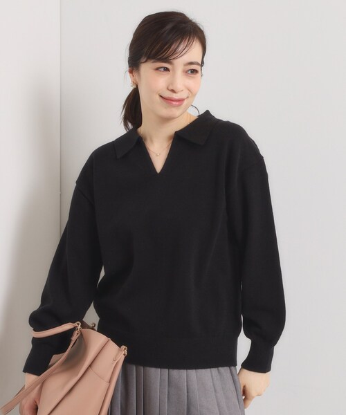 ITS'DEMO（イッツデモ）の「【手洗い可】襟付きニット（ニット/セーター・レディース・グレー/ブラック/アイボリー・00）」の8枚目の写真