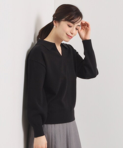 ITS'DEMO（イッツデモ）の「【手洗い可】襟付きニット（ニット/セーター・レディース・グレー/ブラック/アイボリー・00）」の9枚目の写真