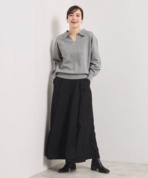 ITS'DEMO（イッツデモ）の「【手洗い可】襟付きニット（ニット/セーター・レディース・グレー/ブラック/アイボリー・00）」の13枚目の写真