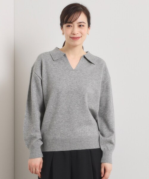 ITS'DEMO（イッツデモ）の「【手洗い可】襟付きニット（ニット/セーター・レディース・グレー/ブラック/アイボリー・00）」の16枚目の写真