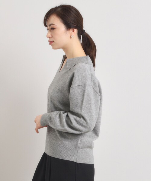 ITS'DEMO（イッツデモ）の「【手洗い可】襟付きニット（ニット/セーター・レディース・グレー/ブラック/アイボリー・00）」の17枚目の写真