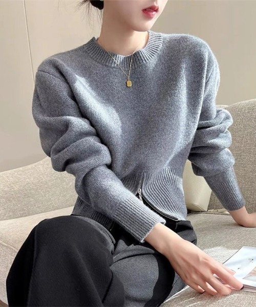 Beststore(ベストストア)の「ショート丈ジップ付きニットトップス(ニット/セーター・レディース・ブラック/グレー/ブラウン/ホワイト・FREE)」の11枚目の写真