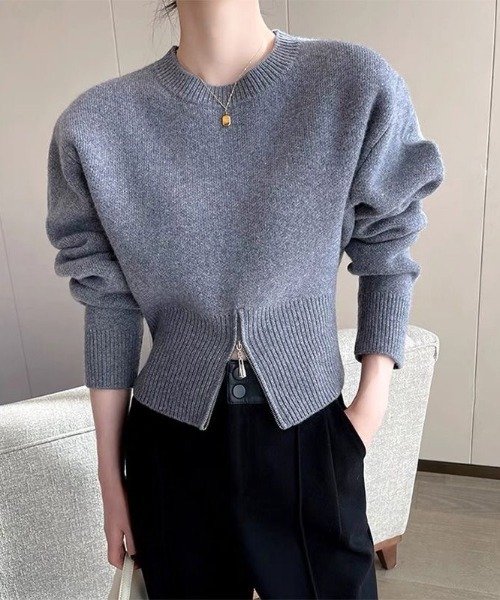 Beststore(ベストストア)の「ショート丈ジップ付きニットトップス(ニット/セーター・レディース・ブラック/グレー/ブラウン/ホワイト・FREE)」の12枚目の写真
