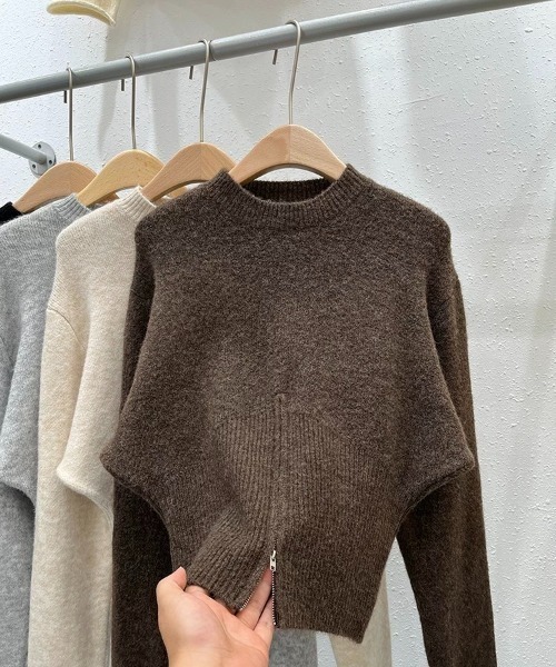 Beststore(ベストストア)の「ショート丈ジップ付きニットトップス(ニット/セーター・レディース・ブラック/グレー/ブラウン/ホワイト・FREE)」の18枚目の写真
