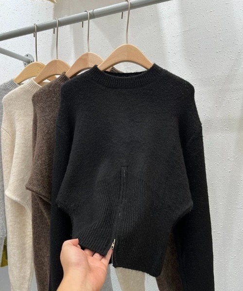 Beststore(ベストストア)の「ショート丈ジップ付きニットトップス(ニット/セーター・レディース・ブラック/グレー/ブラウン/ホワイト・FREE)」の19枚目の写真
