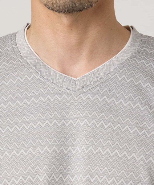 MK MICHEL KLEIN HOMME （エムケーミッシェルクランオム）の「ZIGZAGジャガードカットソー（Tシャツ/カットソー・メンズ・ライトグレー/ネイビー・48/46）」の6枚目の写真