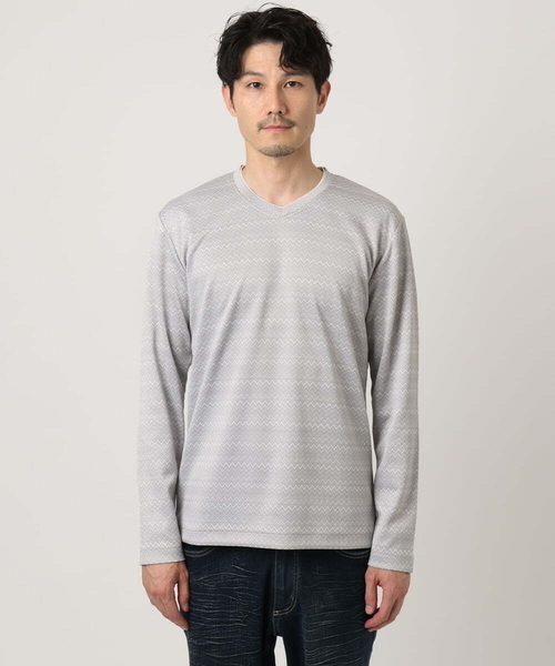 MK MICHEL KLEIN HOMME （エムケーミッシェルクランオム）の「ZIGZAGジャガードカットソー（Tシャツ/カットソー・メンズ・ライトグレー/ネイビー・48/46）」の11枚目の写真