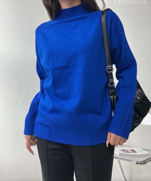 AS KNOW AS plus（アズノゥアズプラス）の「♪エポーレットショルダー もちもちニットプルオーバー（ニット/セーター・レディース・ブラック/杢グレー/ブルー/レッド/モカ・FREE）」の4枚目の写真