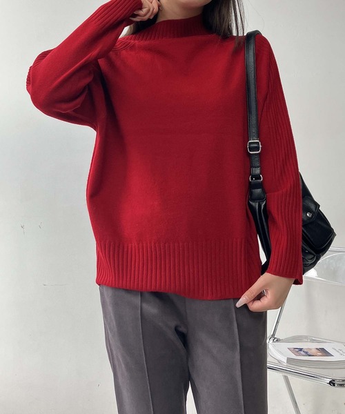 AS KNOW AS plus（アズノゥアズプラス）の「♪エポーレットショルダー もちもちニットプルオーバー（ニット/セーター・レディース・ブラック/杢グレー/ブルー/レッド/モカ・FREE）」の14枚目の写真